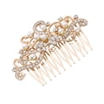 thumbnail image 4 of SHISUYAN Chic Pearl and Rhinestone Hair Comb for Wedding Decoration with Golden Color and Alloy Material, 4 of 9