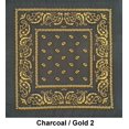 thumbnail image 2 of Charcoal with Gold Accent 2 Paisley Design Print Cotton Bandana, 2 of 2