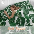 thumbnail image 4 of Monstera Leaf Comforter Set California King Size, Tropical Plants Summer Green Plant Soft Bedding Set for Man Woman, 4 Pieces Duvet Cover Set with Fitted Sheet, 2 Pillowcases, 4 of 9