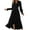 Black, variant on OSOLU Solid Color Women Fashion Boho Maxi Dress V-Neck Long Sleeve Flowy Slit Wedding Party Dresses Relaxed Fit Sundress Wedding Guest Dress
