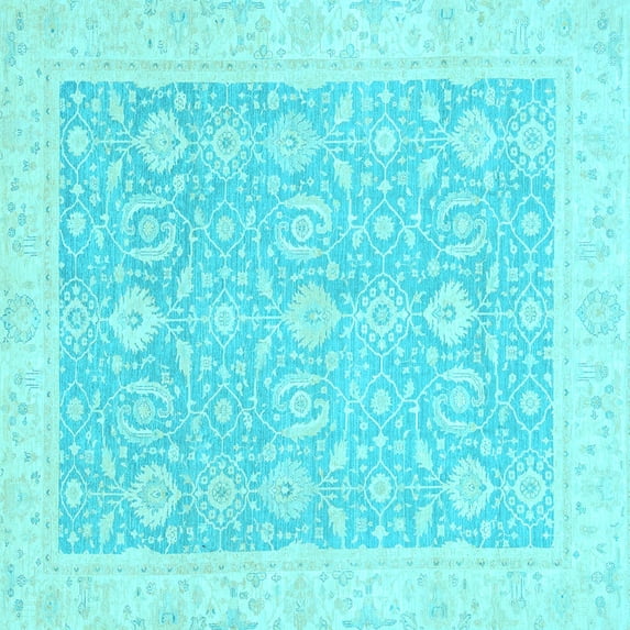 Ahgly Company Indoor Square Oriental Light Blue Traditional Area Rugs, 7' Square