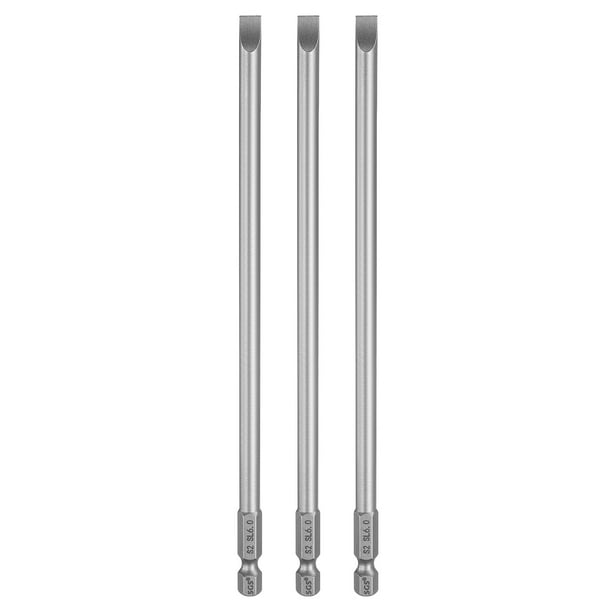 Uxcell 3pcs SL6 Puntas de Destornillador Ranurado 6mm Vástago Hexagonal de 1/4" Longitud de 150mm (6")