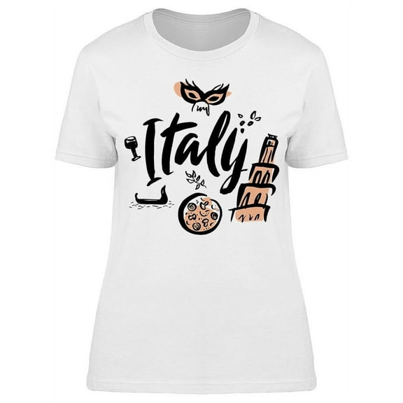 Italy With Cool Sketch T-Shirt Women -Image by Shutterstock, Female Medium