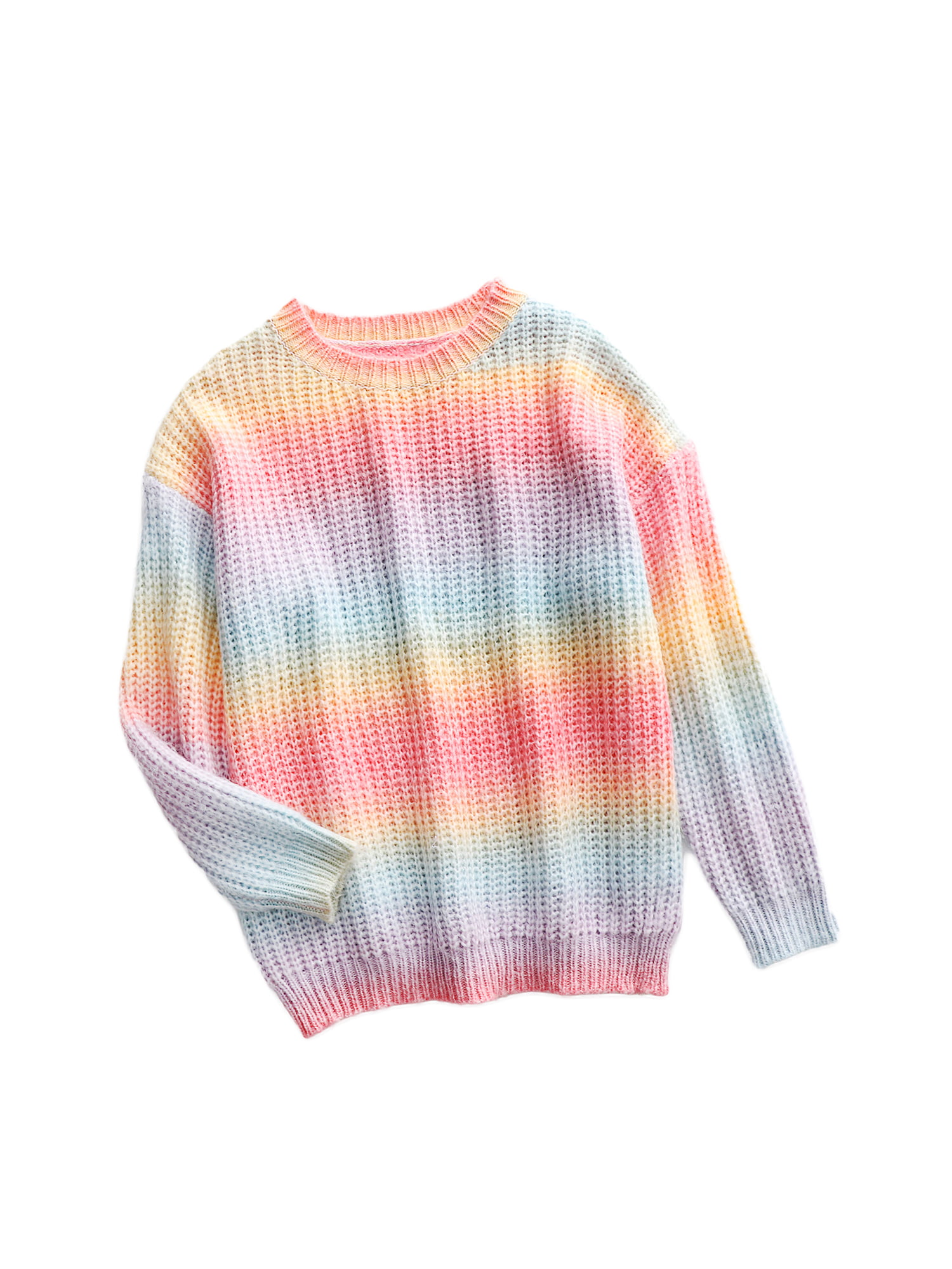 NEW Shumanqi Womens Colorful Rainbow LV Beaded Bear Knit Sweater