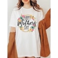 thumbnail image 2 of Floral Happy Mother’s Shirt Funny Mom Life Tee Mother’s Gift Cute Mama T-Shirt for Women Black White 100% Heavy Cotton Casual Comfort Wear S-XL, 2 of 8
