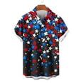 thumbnail image 4 of Men's 4th of July T-Shirt Turn-Down Collar Blouse Button Down V Neck Tops Independence Day Shirts Red White Blue Stars Graphic Tee Short Sleeve Top Summer Dress Shirt Trendy Casual 2025, 4 of 6