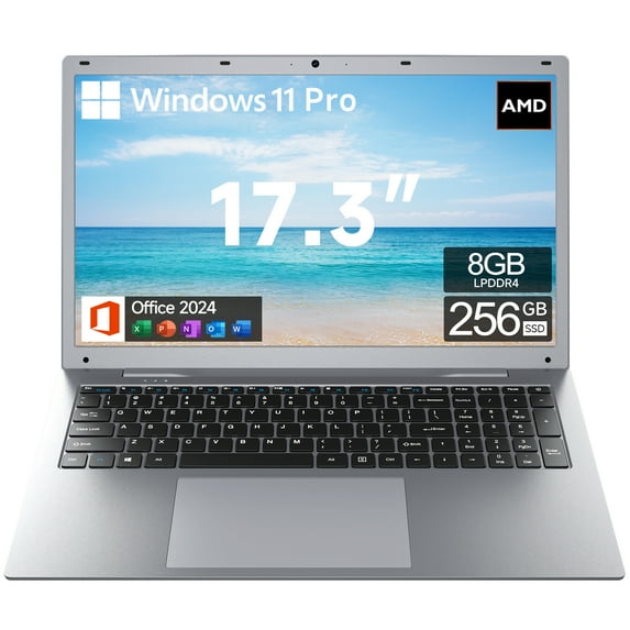 Restored Akocrsiy 17.3" Windows 11 Laptop, DDR4 8GB RAM 256GB SSD, AMD 3020e (up to 2.6GHz) with Office 2024, 1600*900 Screen Display WiFi5 BT5.0 for Business and Student (Refurbished)