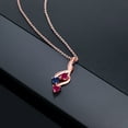 thumbnail image 4 of Gem Stone King 18K Rose Gold Plated Silver Red Created Ruby and Blue Created Sapphire Pendant Necklace for Women (1.10 Cttw, Gemstone July Birthstone, Heart Shape 4MM, with 18 inch Silver Chain), 4 of 4