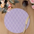thumbnail image 3 of Purple Moire Waves Round 15 Inch Placemats Set of 4, Modern Abstract Art Geometric HeatResistant Non Slip Place Mats for Dining Table, Wipeable Braided Kitchen Table Mats for Housewarming, 3 of 9