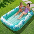 thumbnail image 3 of SLOOSH Inflatable Tanning Pool Lounger Float, 85" x 57" Extra Large Suntan Sun Tan tub for Adults, Tanning chair, Bed Blow up, Raft Lounge Floatie,XL-Cyan White, 3 of 10