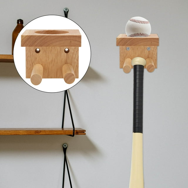 WHAMVOX Chocolate Wooden Baseball Bat Storage Rack for Home Use Durable Synthetic Material Size 1Pc