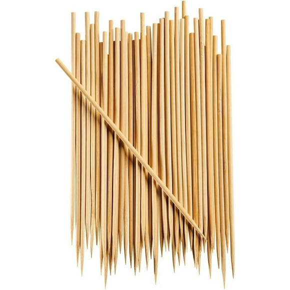 Piwvid 8" Natural Bamboo Skewers Sticks, 100 PCS Wood Skewers for Grilling, BBQ, Kabob, Appetizers, Fruits, Smores, Brunch, Fondue Sticks, Barbeque, DIY Crafting