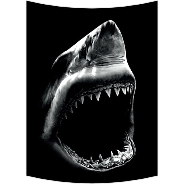 ABPHQTO Tapices de arte de pared de tiburón negro decoración del hogar tapiz colgante de pared tamaño 130x150 cm