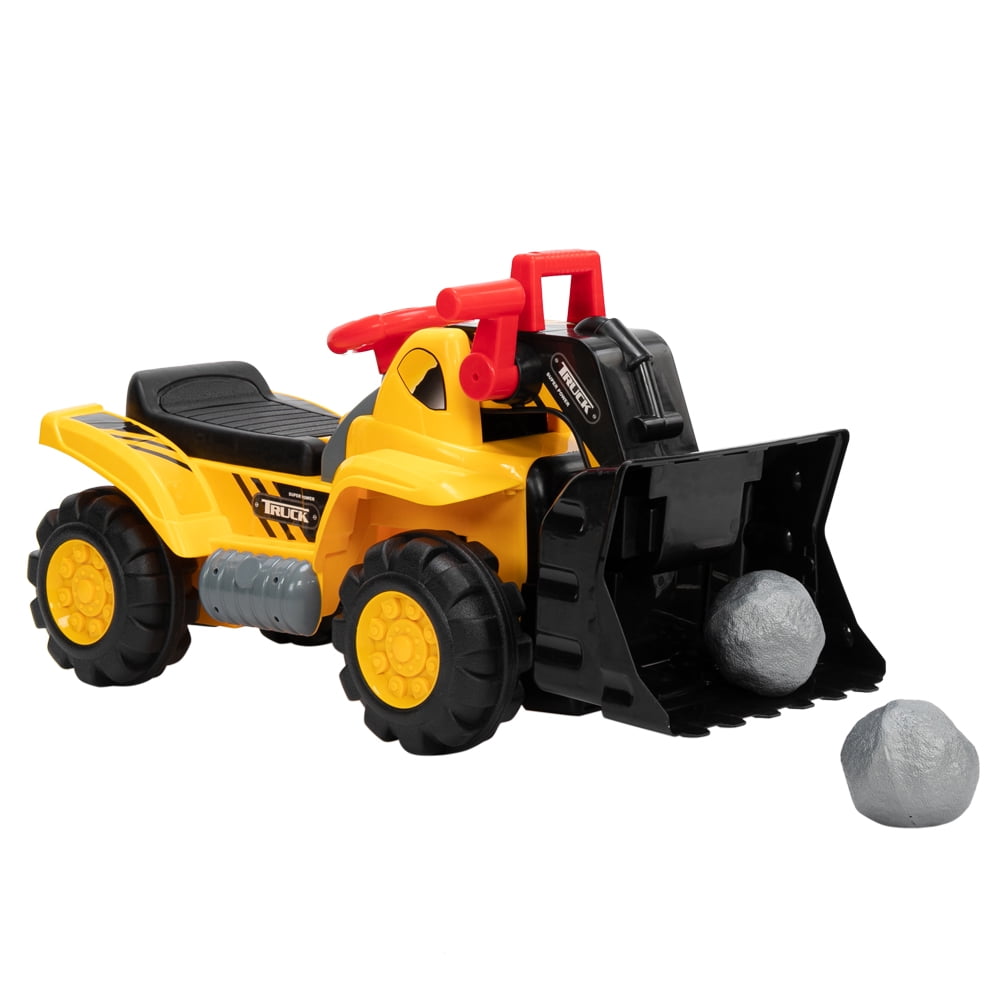 Lowestbest Kids Ride-On Bulldozer, Electric Toy Car, Outdoor Digger Scooper Pulling Cart With Front Loader Digger Horn Underneath Storage Lowestbest Kids Ride-On Bulldozer, Electric Toy Car, Outdoor Digger Scooper Pulling Cart With Front Loader Digger Horn Underneath Storage