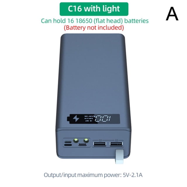 DIY Power Bank Case with Dual USB for 16Cell Battery Charging 5W9T A1O0