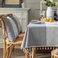 thumbnail image 4 of Enova Home High Quality Tablecloth with Tassels, Thick Rectangle Cotton and Linen Table Cover for Dining Kitchen Decoration (Grey, 54" x 78"), 4 of 5