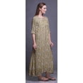 thumbnail image 4 of Bimba Light Brown Floral Leaf Printed Maxi Nightgowns For Women With Summer Slip Sleepwear Medium, 4 of 5