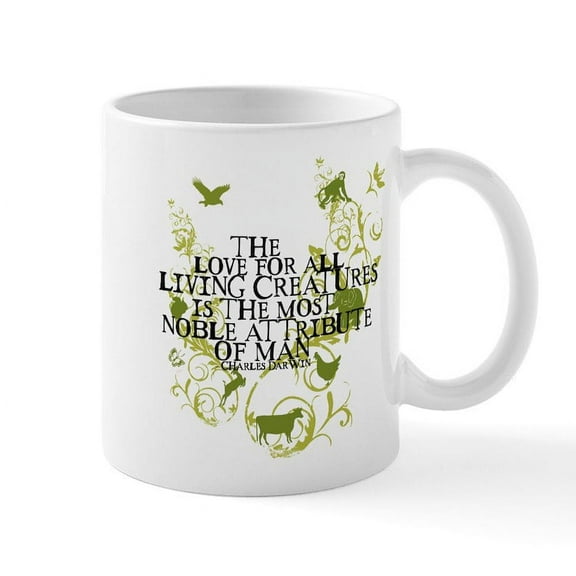 CafePress - Darwin Noble Animals And Floral Mug - 11 oz Ceramic Mug - Novelty Coffee Tea Cup