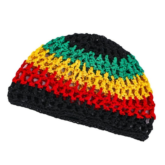 Yauxim Hat Reggae Handmade Pullover Hat Handwoven Cloche Hollow Hat for Music Festival Simple Knitted Hat Hairnet