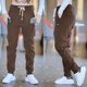 thumbnail image 4 of Pantalones para hombre Venta Pantalones deportivos anchos y elegantes Harajuku Nuevos en poliéster clásico Arrugado Pantalones holgados sueltos largos de verano Casuales para hombre, 4 of 5