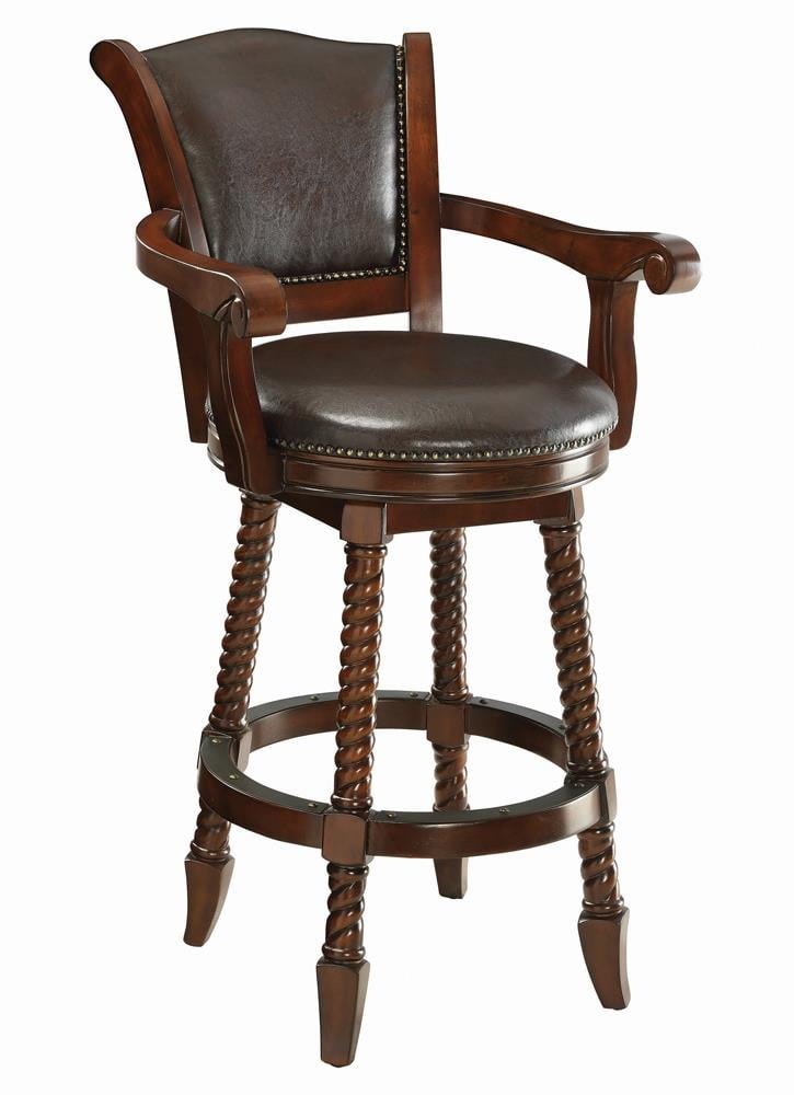 Simple Relax 29"H Swivel Bar Stool, Cherry and Brown
