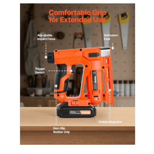 Cordless Brad Nailer 2-in-1 Nail Gun Staple Gun ncludes 1000 Pcs Staples and 1000 Pcs Nails with Battery and Charger