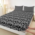 thumbnail image 3 of Feelyou Vintage Black Damask Full Size Sheets, Boho Gothic Skull Bed Sheets, 4 Pieces, 3 of 7