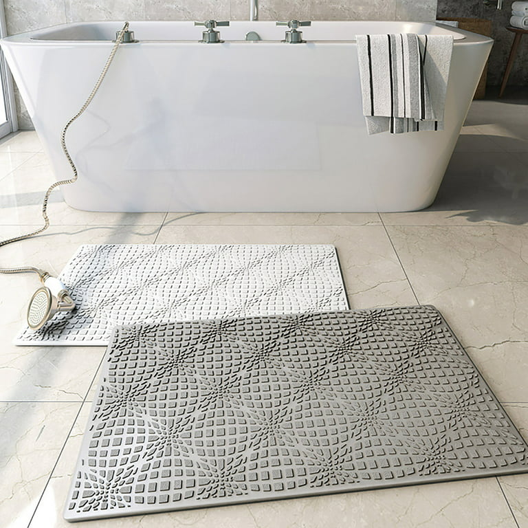NIUREDLTD Square Shower Mat Extra Large Non Slip Mat For Elderly & Kids  Bathroom Drain Holes Strong Suction Cups