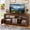Brown, variant on Uforic 59 Inch Rustic TV Cabinet Fits 55/65 Inch TVs, with Side X-Brace Decor, Built-in Charging Station & Partitioned Open Storage Shelves, Home Living Room, Walnut