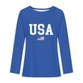 thumbnail image 3 of Tdoqot Womens Oversized T Shirts Tops- Casual Crewneck Long Sleeve Fashion USA Graphic Tee Blue Size L, 3 of 3