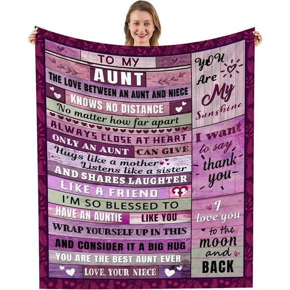 Aunt Gifts from Niece Throw Blanket, Best Aunt Ever Gifts, Ideal Aunt Auntie Birthday Gift from Niece, Special for Aunts, to My Aunt Flannel Throw Blanket Warm and Soft 50x60in