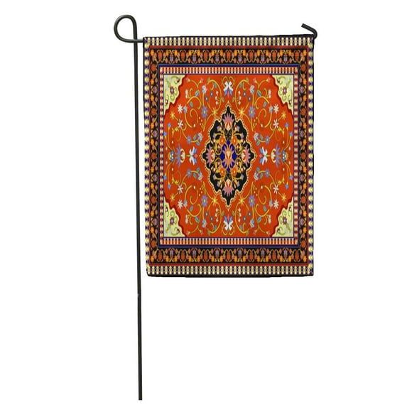 JSDART Turkish Red Oriental Carpet Flower Pattern Floral Geometric Vintage Persia Garden Flag Decorative Flag House Banner 28x40 inch