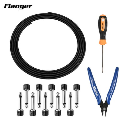 Flanger FLG-005 DIY Solderless Instrument Cable Kit Guitar Effect Pedal Cable Cord DIY Set with 10pcs 1/4 Inch TS Plugs 10 Feet