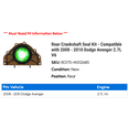 thumbnail image 2 of Rear Crankshaft Seal Kit - Compatible with 2008 - 2010 Dodge Avenger 2.7L V6 2009, 2 of 2
