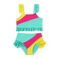thumbnail image 3 of dmqupv Girls Swimsuits Girls Swimsuit Comfortable Breathable Stylish Color Blocked Ruffled Two Piece Swimsuit Green,Size for 2-3 Years, 3 of 7