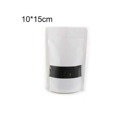 

50/100Pcs Heat Seal White Paper Stand Up Pouch Food Grade Bags