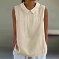 thumbnail image 2 of Aoiroe Womens Cotton Linen Tank Tops,Women Clothing Trendy 2025 Sleeveless Fitted Shirt Slimming Tops for Women Womens Casual Tops Sleeveless Shirts for Women Casual Beige L, 2 of 5