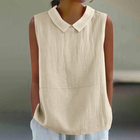 Womens Tops Dressy Casual Women's Fashion Casual Solid Color Loose Lapel Sleeveless Vest