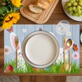 thumbnail image 4 of Easter Bunny Placemats Set of 4, Spring Easter Eggs Floral Blue Woodn Placemats for Dining Table, Place Mats for Kitchen Tabletop, Waterproof Wipeable Dining Table Mats Set, 4 of 9
