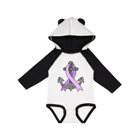 

Inktastic Hodgkins Lymphoma Awareness Anchor with Violet Ribbon Gift Baby Boy or Baby Girl Long Sleeve Bodysuit