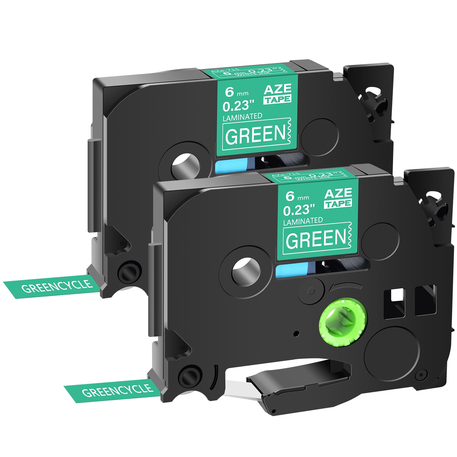 GREENCYCLE 2 Pack Compatible for Brother TZe-715 TZ-715 TZ715 TZ715 TZe Tape 6mm 0.23'' Laminated White on Green Label Tapes use in P-Touch PT-D210 PT-D400 PT-D600 Labeler Label Maker 26.2ft 8m