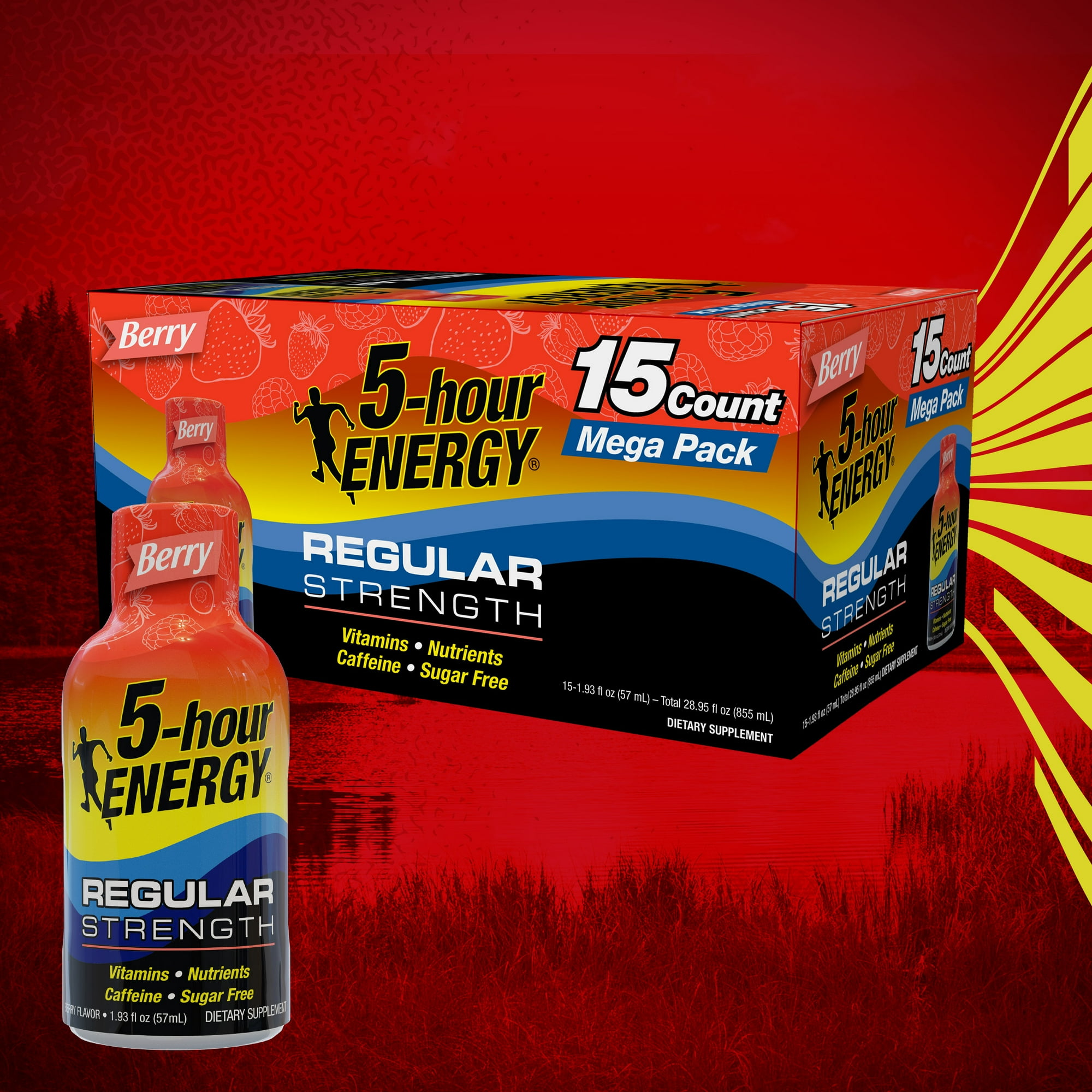 5 小时 ENERGY Shot，常规强度，浆果味，15 粒装