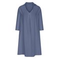 thumbnail image 4 of ZHUGeLI Womens Summer Dresses 2024 New Women's Fashion Casual V-Neck Mid-length 3/4 Sleeves Solid Color Dress Up to 50% off, 4 of 8
