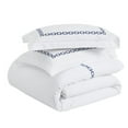 thumbnail image 3 of Superior Chain Links Embroidered Cotton Duvet Cover Set, King/California King, White/Navy Blue, 3 of 11