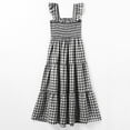 thumbnail image 6 of FYMNSI Mommy and Me Plaid Print Dresses with Pockets Sleeveless Smocked Long Sundress Casual High Waist Midi Tank Dress Black (Girl 8-9T), 6 of 9
