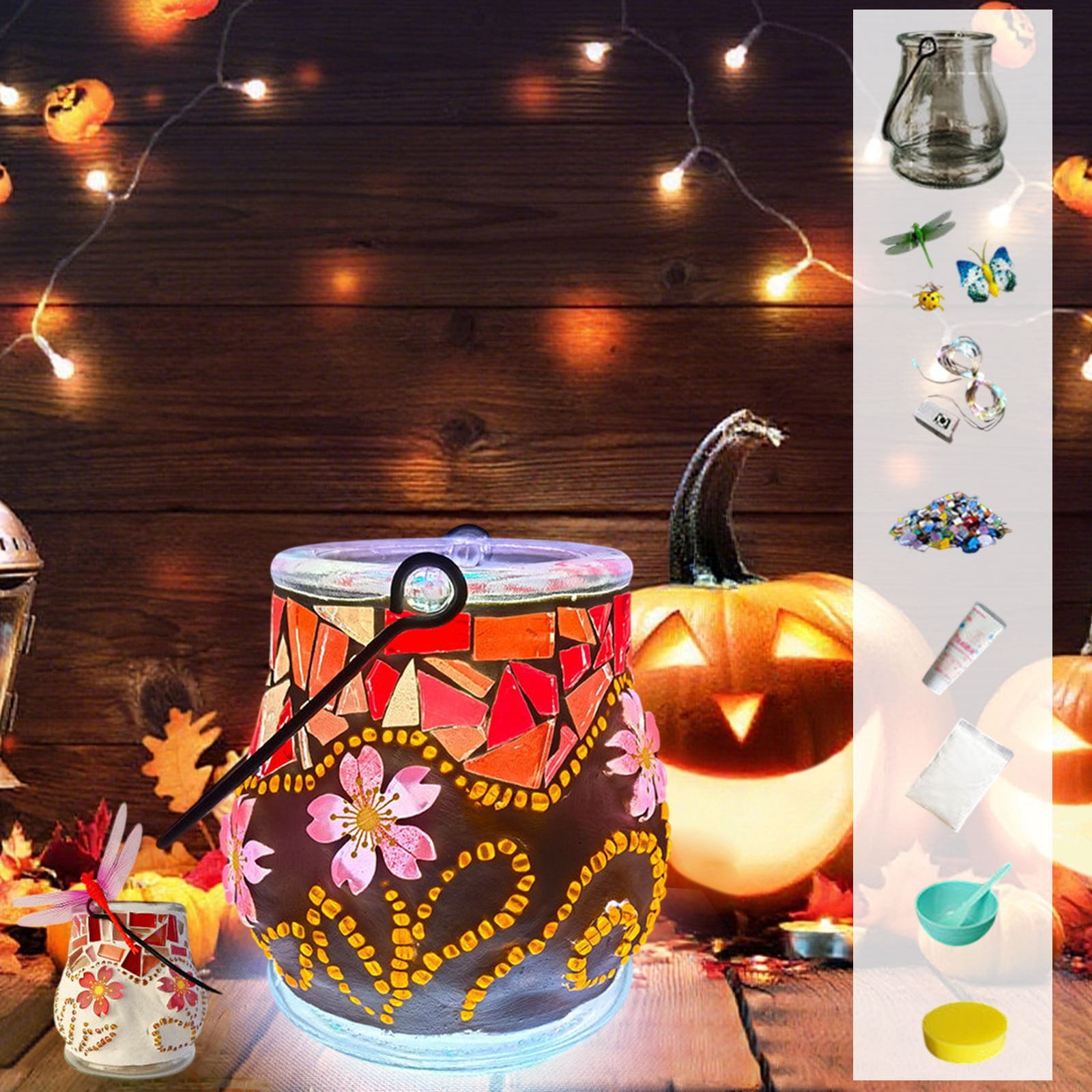 Craft Kits for Adults,Glass Mosaic Candle Holder Kit,DIY Mosaic Night Light Kit, Make Your Own Mosaic Night Light Kit, DIY Stained Glass Set, Crafts Kit for Teens(X 4in)