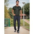 thumbnail image 5 of DARING DIVA Men's Workout Stretch Crew Neck Short Sleeve T-Shirt M Dark Green, 5 of 7