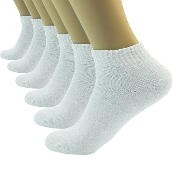 3 Pairs Mens Ankle Quarter Crew Cotton Low Cut Sport Socks Size 10-13 White