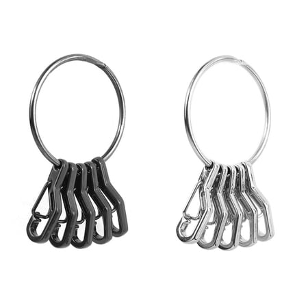 SENRISE 1/10 Pcs Mini Snap Clip Carabiner Hook Carabiners Bearing Capacity 15kg Outdoor Camping Fishing Hiking Black/Silver