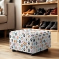 thumbnail image 4 of Xixirimido Cute Corgi Bone Paw Pattern Stretch Ottoman Cover Rectangle Footstool Slipcover Storage Stool Protector Nonslip Footrest Ottoman Cover with Elastic Bottom, Large, 4 of 7